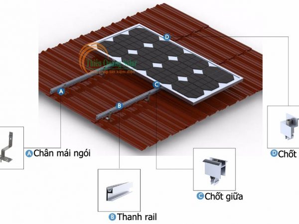 Khung giá đỡ tấm pin năng lượng mặt trời mái ngói